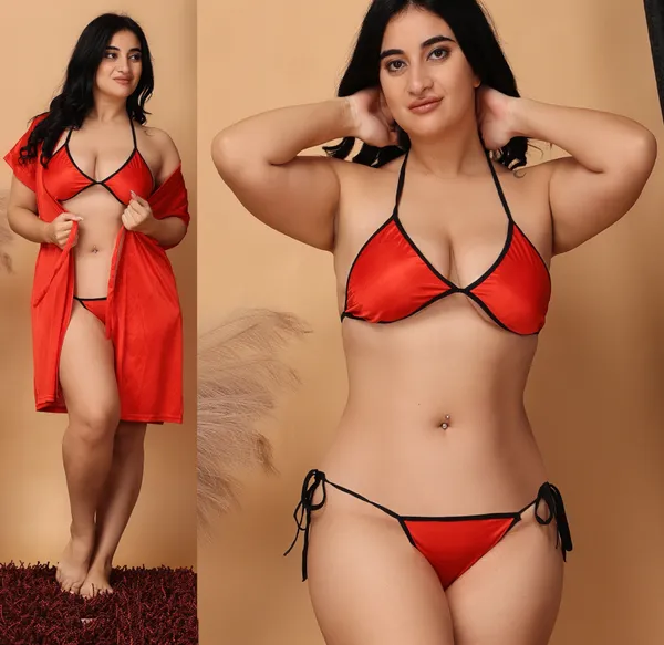 Red_Regular_Satin_Solid_Lingerie_Robe_Set_For_Women
