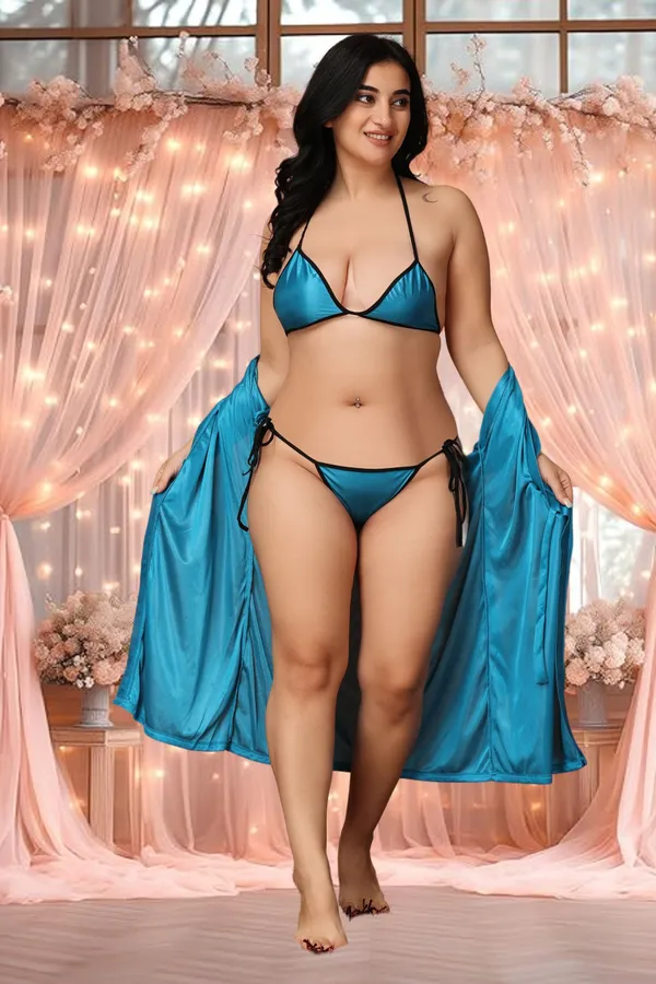 Blue_Satin_Regular_Nighty_With_Robe_For_Women