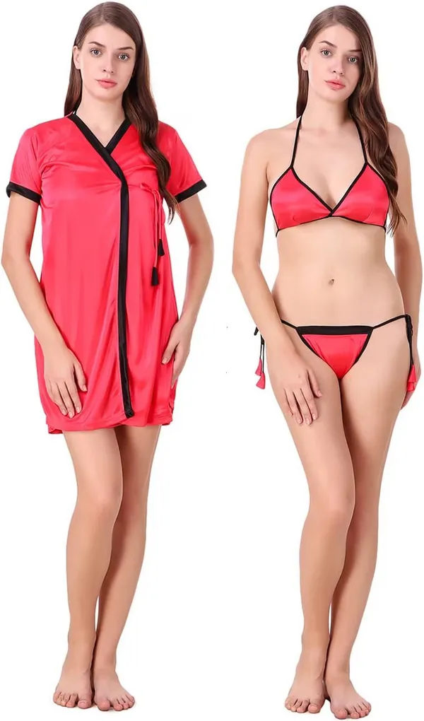 Pink_Regular_Satin_Solid_Lingerie_Robe_Set_For_Women