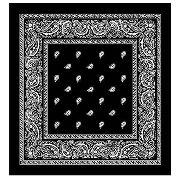 Black_Cotton_Bandana/Head_Wrap/Wristband/Face_Cover/Handkerchief_For_Unisex