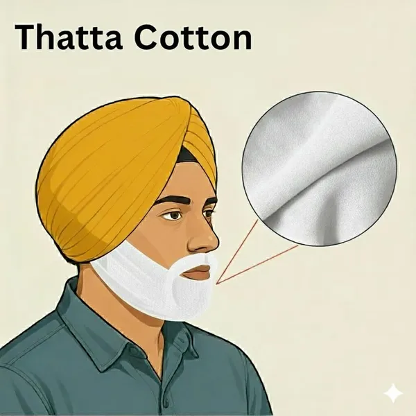 White_Cotton_Thatta_Beard_Band_Pure_Rubia_Cotton_For_Beard_Setting_And_Shaping_Soft,_Strong_And_Breathable_For_Unisex