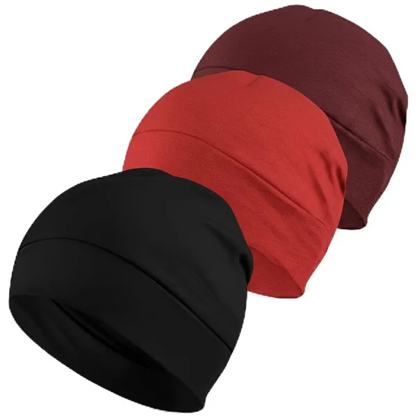 Multicolor_Cotton_Lycra_Beanie_Skull_Cap_Soft,_Stretchable_Sleep_Hat_And_Helmet_Liner_Ideal_For_Biking,_Cycling_And_Sports_For_Unisex_Pack_Of_3