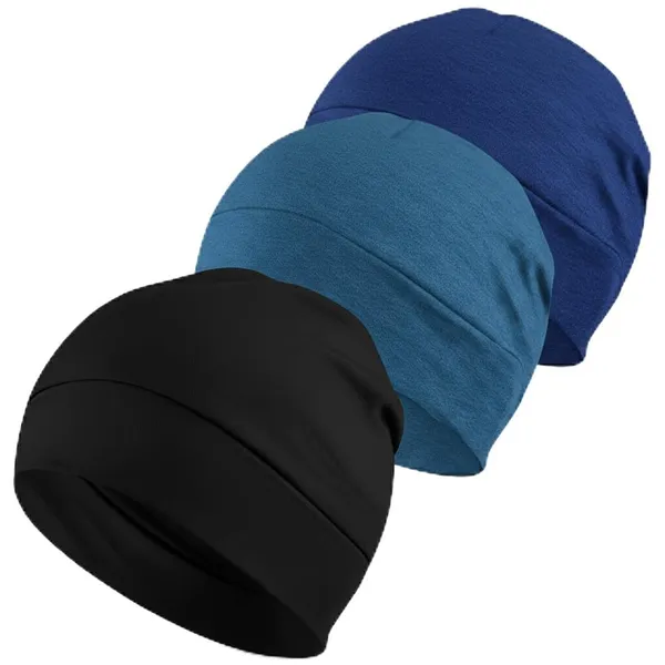Black_And_Royal_Blue_Cotton_Lycra_Beanie_Skull_Cap_Soft,_Stretchable_Sleep_Hat_And_Helmet_Liner_Ideal_For_Biking,_Cycling_And_Sports_For_Unisex_Pack_Of_3