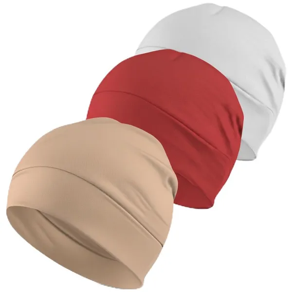Multicolor_Cotton_Lycra_Beanie_Skull_Cap_Soft,_Stretchable_Sleep_Hat_And_Helmet_Liner_Ideal_For_Biking,_Cycling_And_Sports_For_Unisex_Pack_Of_3