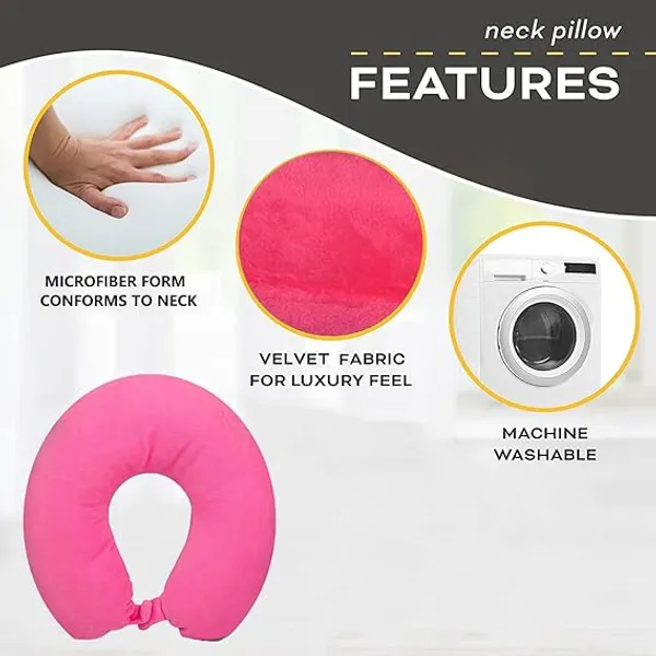 Pink_Velvet_U_Shape_Neck_Rest_Pillow_With_Pocket_Fiber_Filling_For_Unisex_(Pack_Of_2)