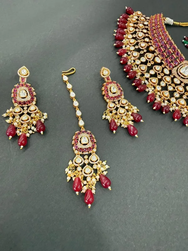 Maroon_Barss_Trendy_Necklace_Set_With_Earrings_For_Women