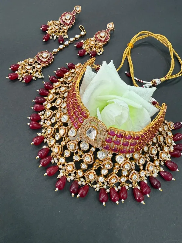 Maroon_Barss_Trendy_Necklace_Set_With_Earrings_For_Women