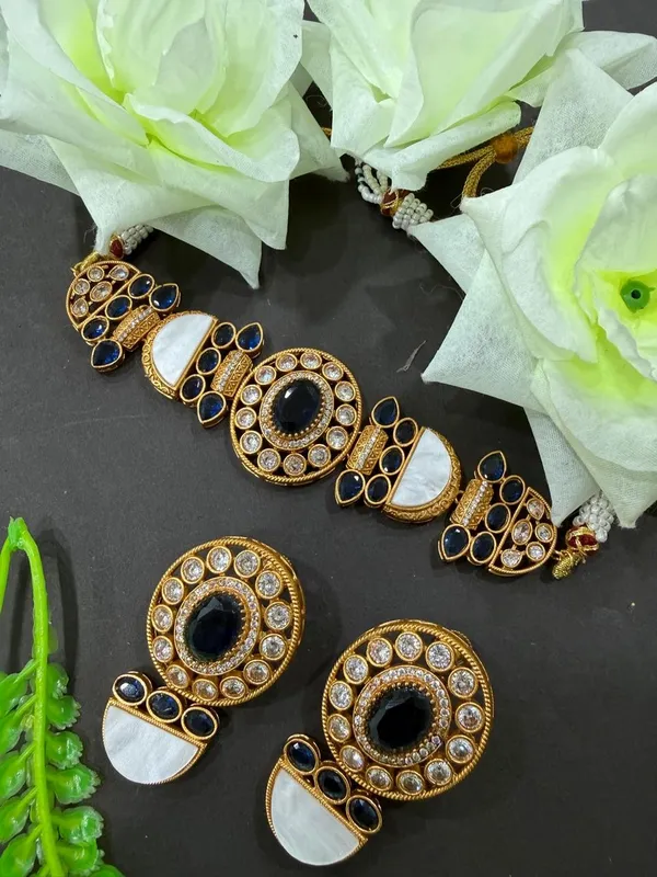 Navy_Blue_Barss_Trendy_Necklace_Set_With_Earrings_For_Women