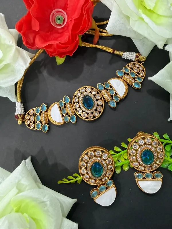 Sky_Blue_Barss_Trendy_Necklace_Set_With_Earrings_For_Women
