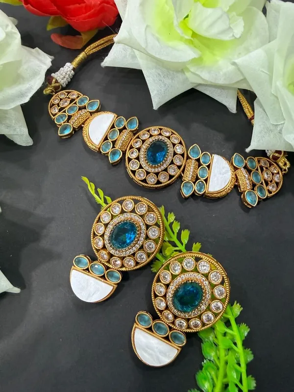 Sky_Blue_Barss_Trendy_Necklace_Set_With_Earrings_For_Women