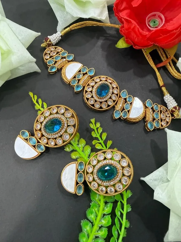 Sky_Blue_Barss_Trendy_Necklace_Set_With_Earrings_For_Women