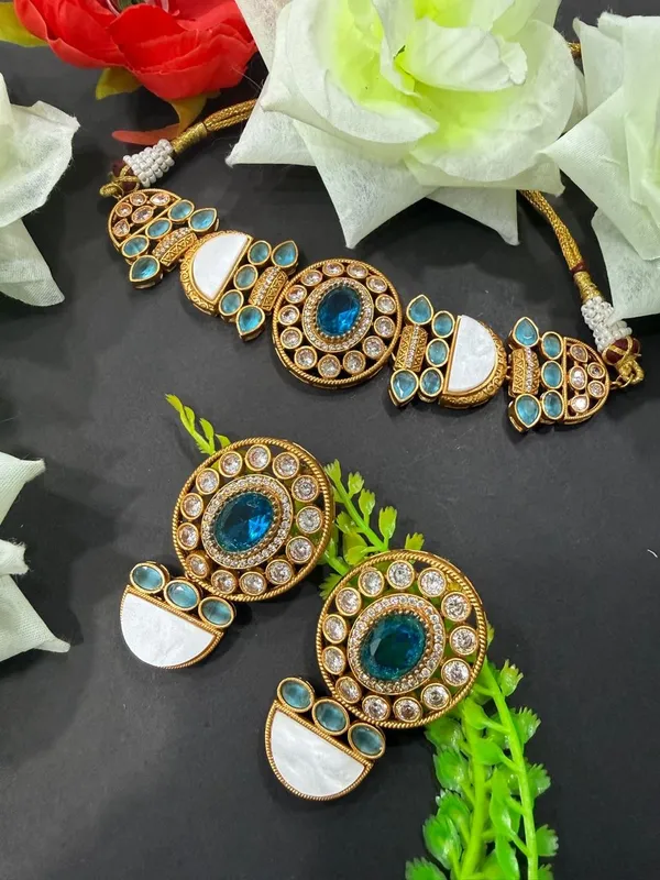 Sky_Blue_Barss_Trendy_Necklace_Set_With_Earrings_For_Women