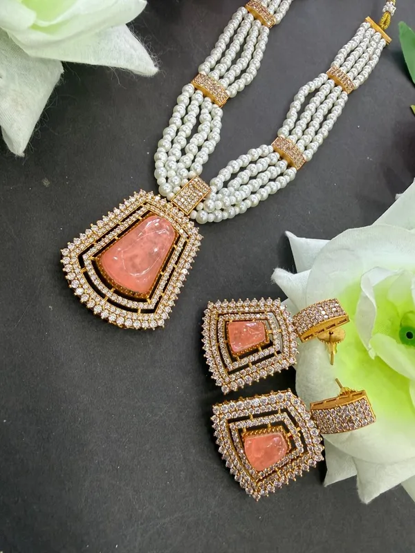 Peach_Barss_Trendy_Necklace_Set_With_Earrings_For_Women