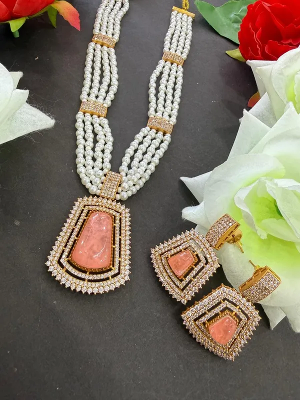 Peach_Barss_Trendy_Necklace_Set_With_Earrings_For_Women
