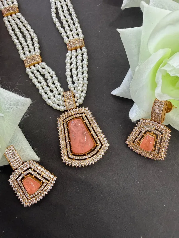Peach_Barss_Trendy_Necklace_Set_With_Earrings_For_Women