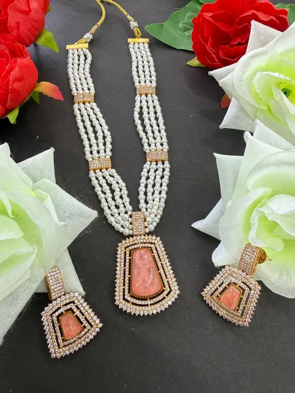 Peach_Barss_Trendy_Necklace_Set_With_Earrings_For_Women