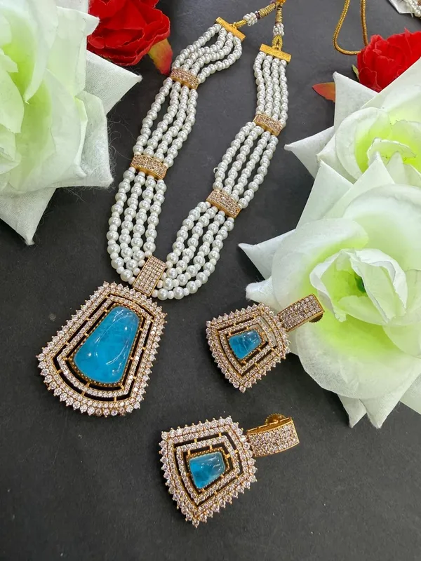 Sky_Blue_Barss_Trendy_Necklace_Set_With_Earrings_For_Women