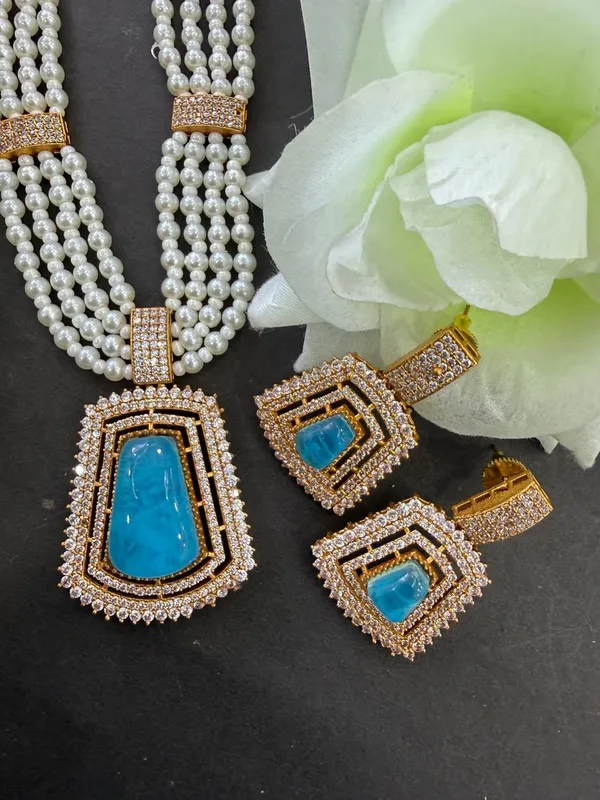 Sky_Blue_Barss_Trendy_Necklace_Set_With_Earrings_For_Women