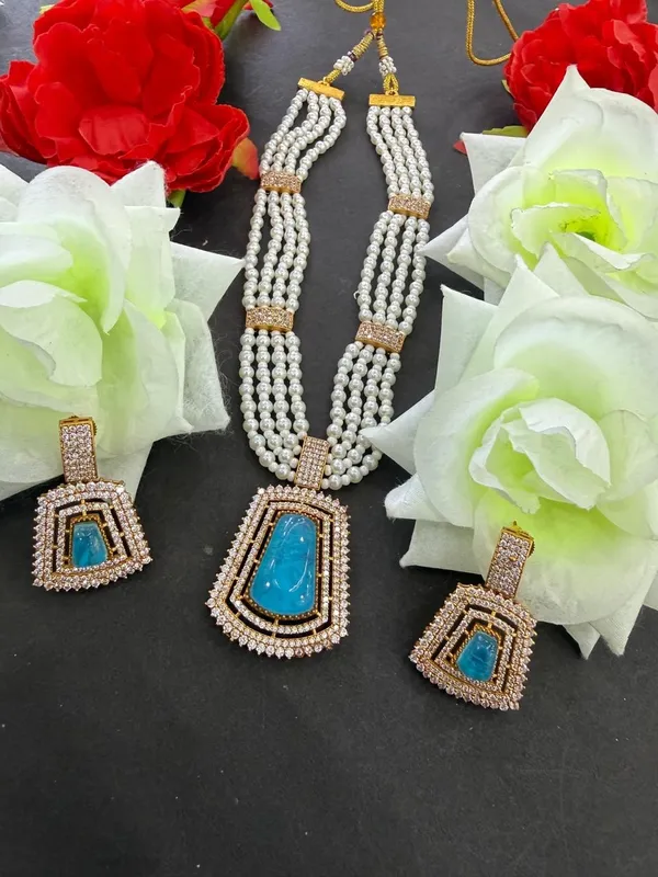 Sky_Blue_Barss_Trendy_Necklace_Set_With_Earrings_For_Women