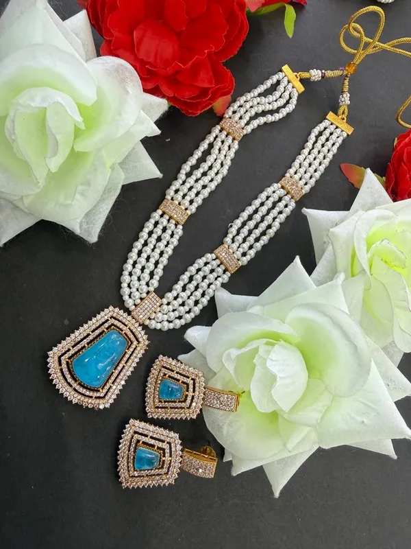 Sky_Blue_Barss_Trendy_Necklace_Set_With_Earrings_For_Women