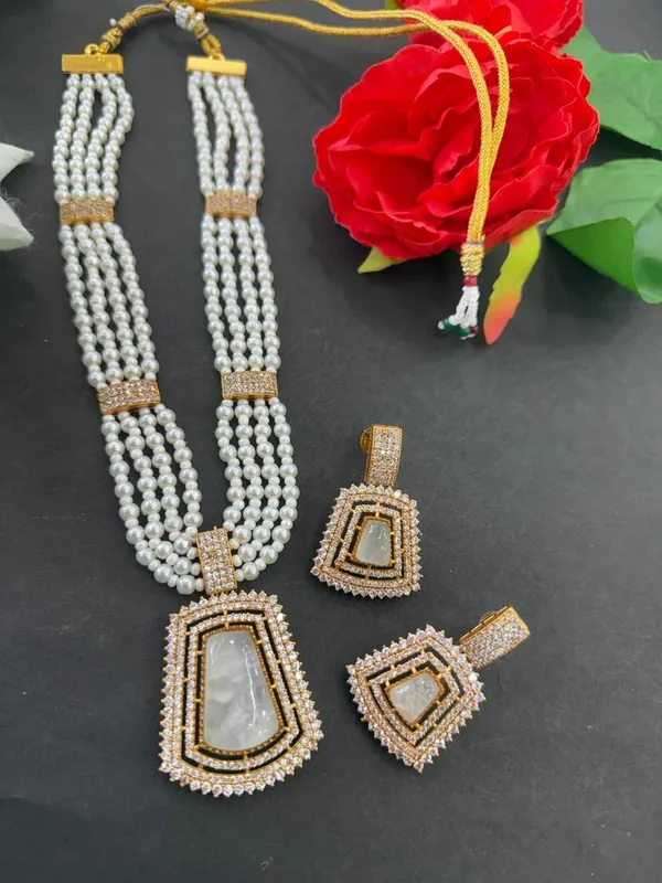 White_Barss_Trendy_Necklace_Set_With_Earrings_For_Women