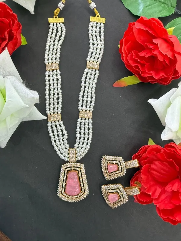 Pink_Barss_Trendy_Necklace_Set_With_Earrings_For_Women