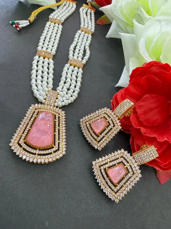 Pink_Barss_Trendy_Necklace_Set_With_Earrings_For_Women
