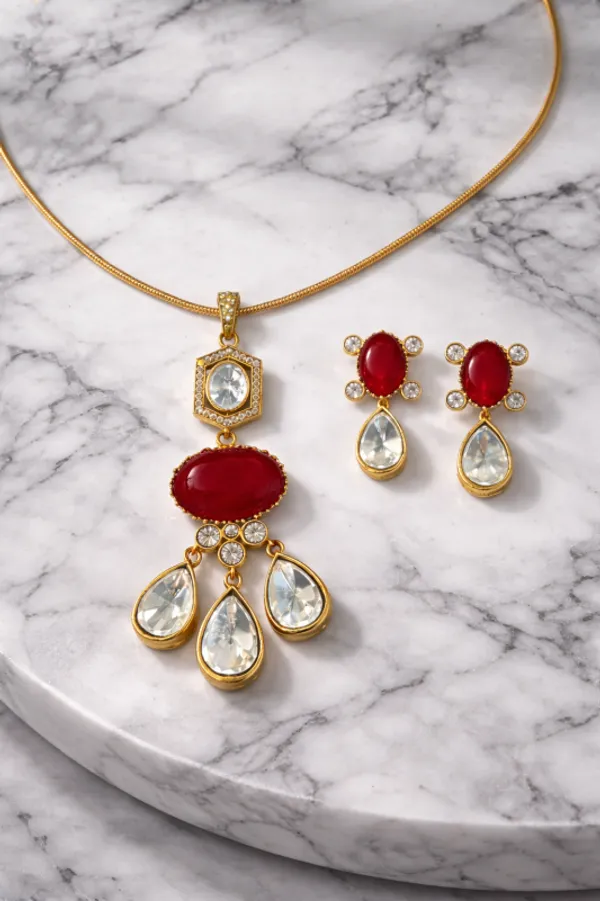 Maroon_Barss_Trendy_Necklace_Set_With_Earrings_For_Women