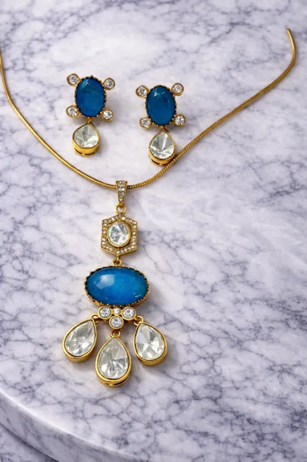Sky_Blue_Barss_Trendy_Necklace_Set_With_Earrings_For_Women