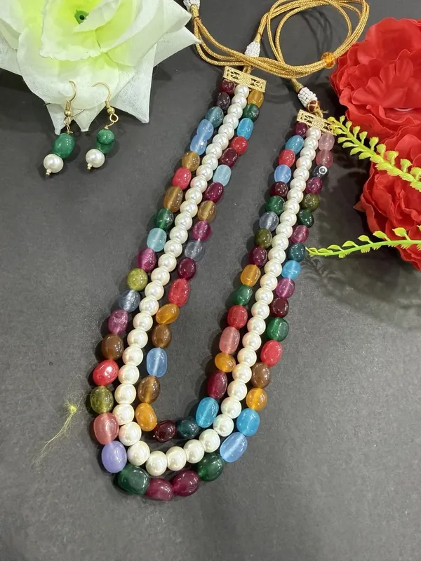 Multicolor_Beads_&_White_Pearl_Mala_with_Matching_Earrings_For_Women