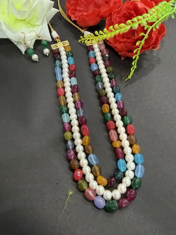 Multicolor_Beads_&_White_Pearl_Mala_with_Matching_Earrings_For_Women
