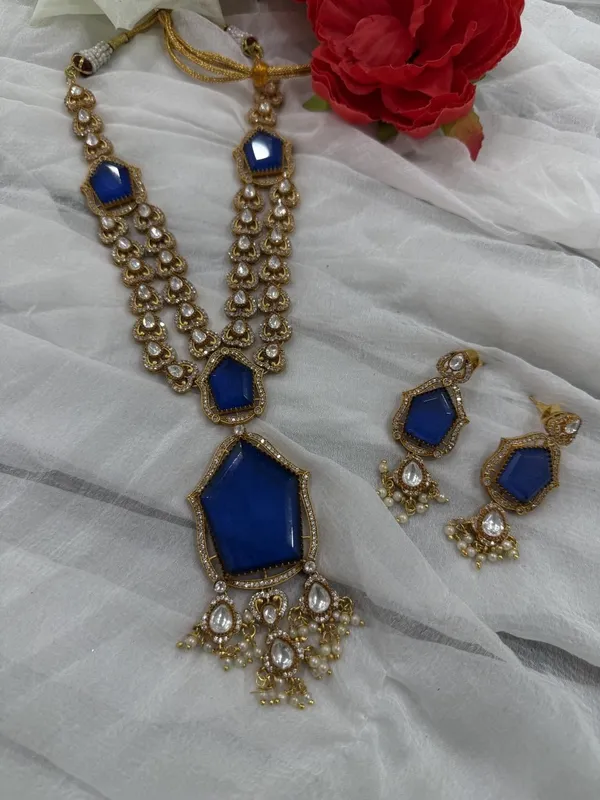 Blue_Star_Design_Antique_Piece_Stone_Long_Necklace_&_Earring_Set_For_Women