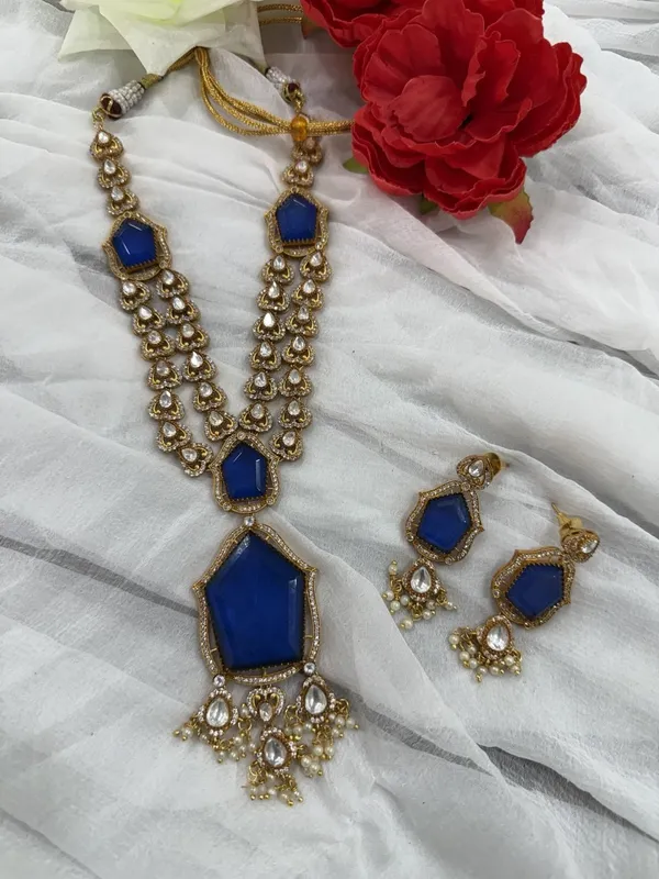 Blue_Star_Design_Antique_Piece_Stone_Long_Necklace_&_Earring_Set_For_Women