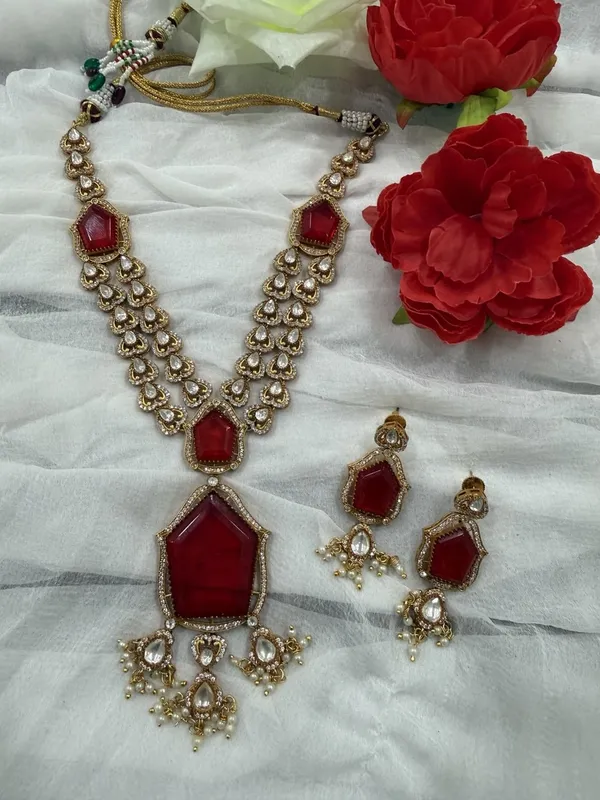 Red_Star_Design_Antique_Piece_Stone_Long_Necklace_&_Earring_Set_For_Women