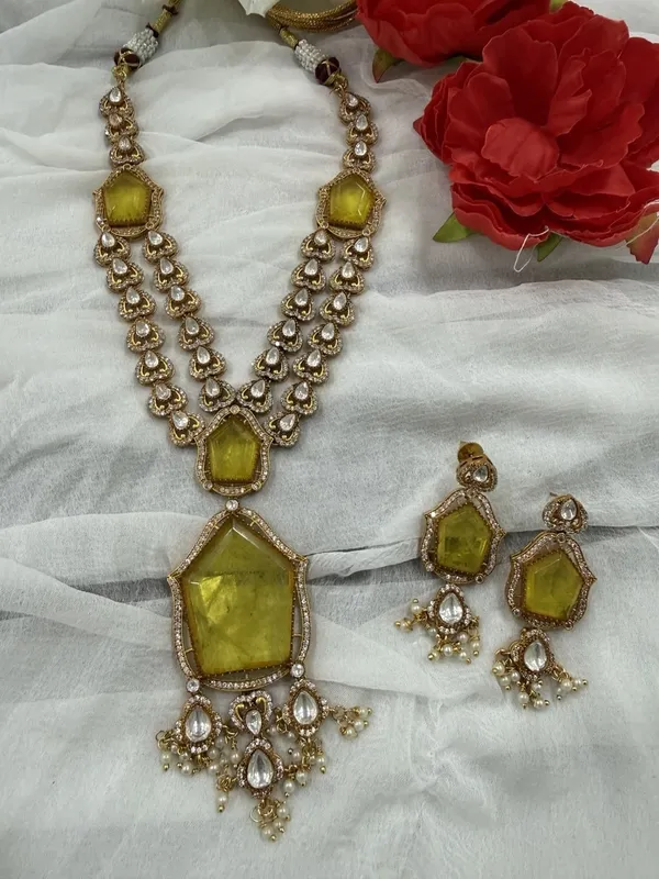 Yellow_Star_Design_Antique_Piece_Stone_Long_Necklace_&_Earring_Set_For_Women