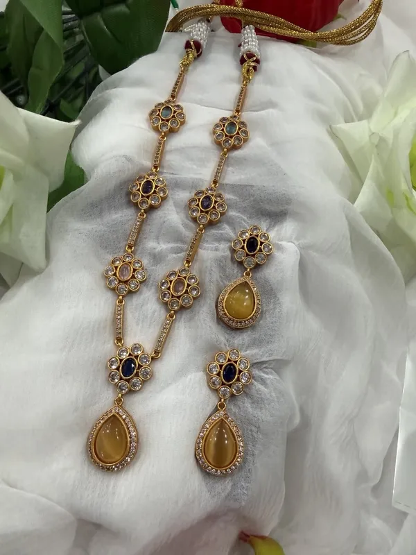 Yellow_Kundan_Stone_Gold_Plated_Long_Necklace_with_Earrings_Set_For_Women