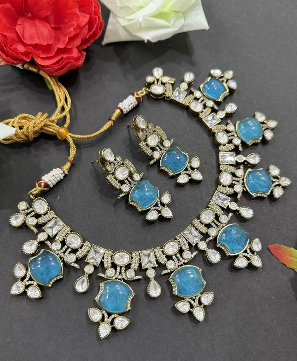 Blue_Apple_Design_Antique_Piece_Stone_Necklace_&_Earring_Set_For_Women