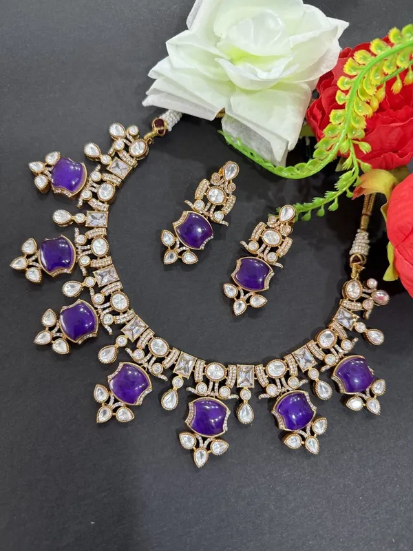 Purple_Apple_Design_Antique_Piece_Stone_Necklace_&_Earring_Set_For_Women