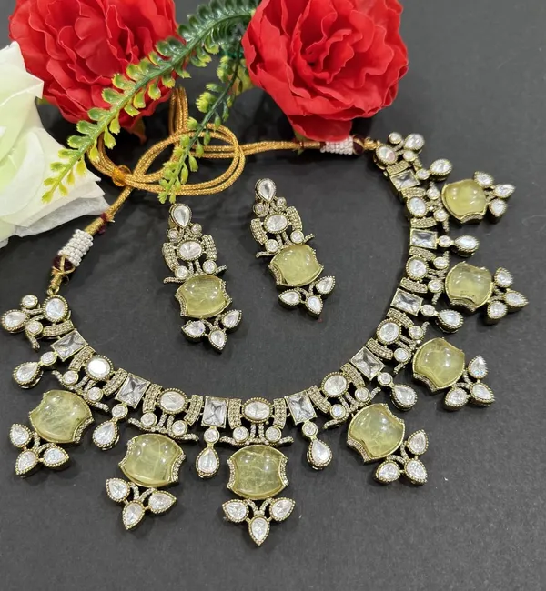 Yellow_Apple_Design_Antique_Piece_Stone_Necklace_&_Earring_Set_For_Women
