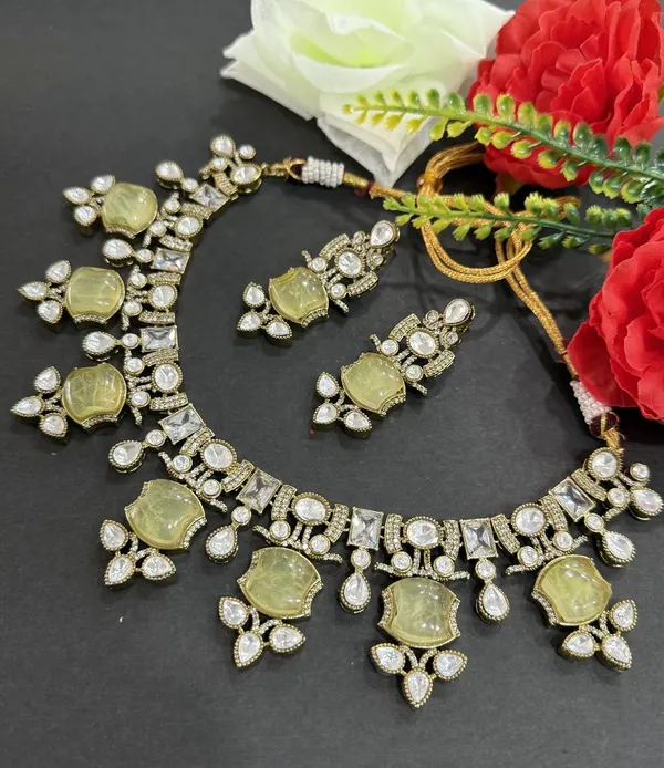 Yellow_Apple_Design_Antique_Piece_Stone_Necklace_&_Earring_Set_For_Women