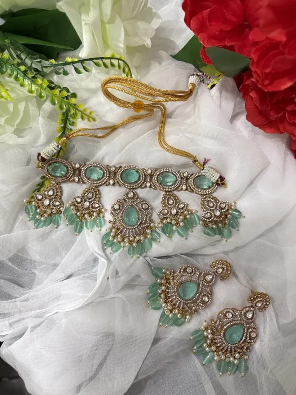 Mint_Green_Jalak_Design_Kundan_Stone_Necklace_&_Pearl_Drops_Earring_Set_For_Women