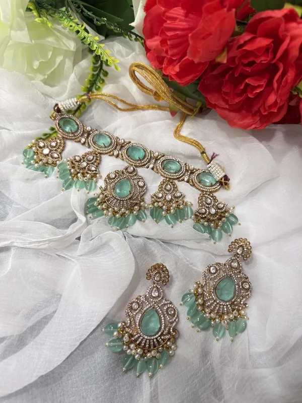 Mint_Green_Jalak_Design_Kundan_Stone_Necklace_&_Pearl_Drops_Earring_Set_For_Women