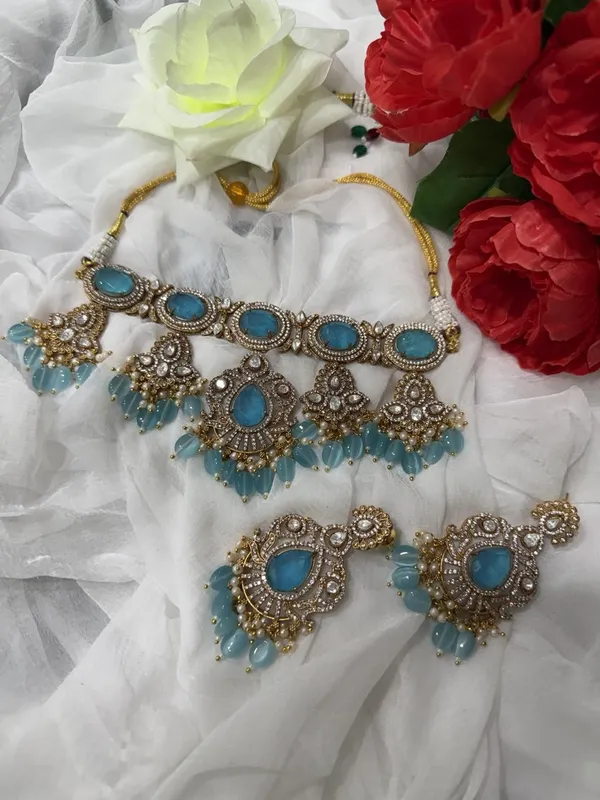 Sky_Blue_Jalak_Design_Kundan_Stone_Necklace_&_Pearl_Drops_Earring_Set_For_Women
