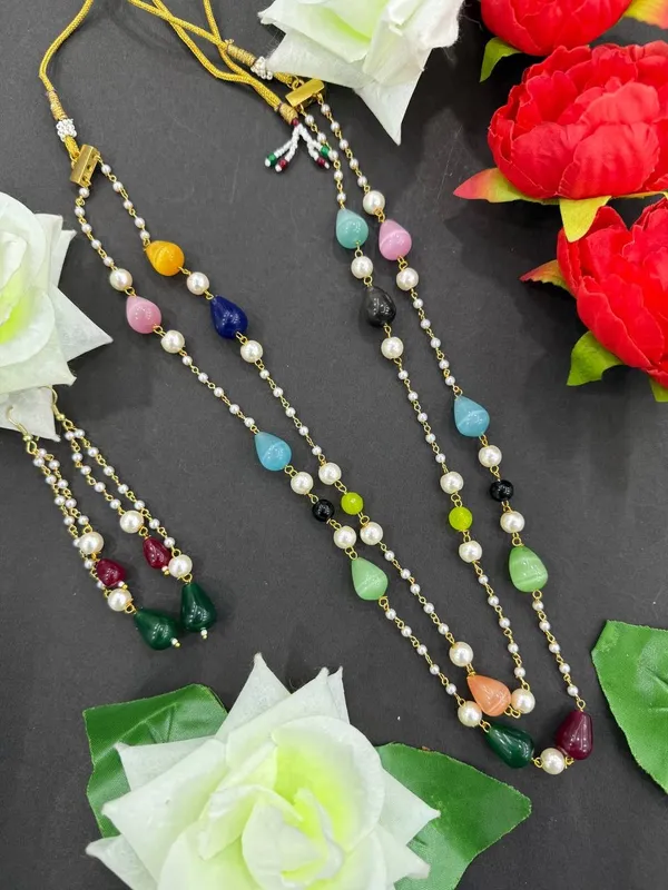 Multicolor_Beads_&_White_Pearl_Long_Necklace_with_Earrings_Set_For_Women