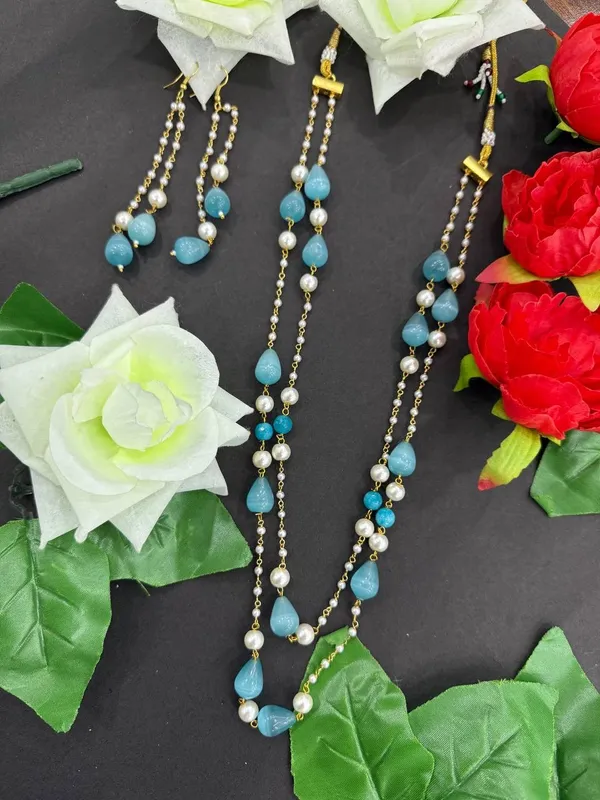 Sky_Blue_&_White_Pearl_Beaded_Long_Necklace_with_Earrings_Set_For_Women