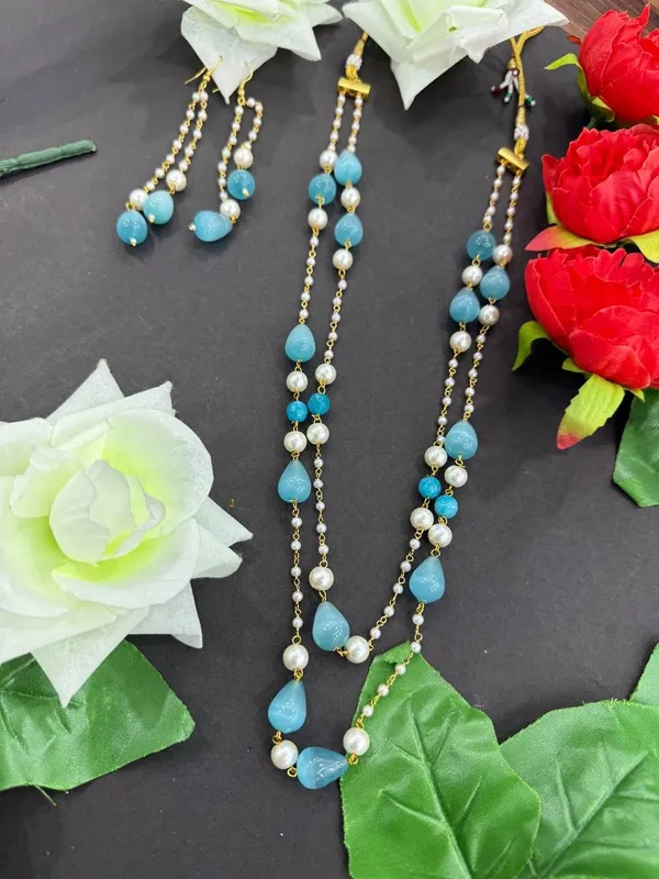 Sky_Blue_&_White_Pearl_Beaded_Long_Necklace_with_Earrings_Set_For_Women