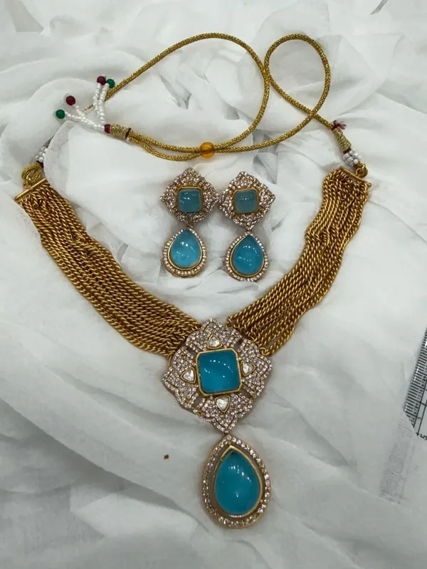 Sky_Blue_Barss_Trendy_Necklace_Set_With_Earrings_For_Women