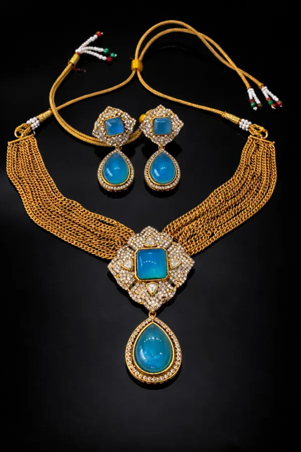 Sky_Blue_Barss_Trendy_Necklace_Set_With_Earrings_For_Women