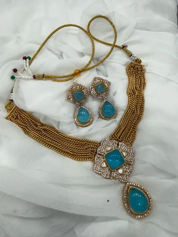 Sky_Blue_Barss_Trendy_Necklace_Set_With_Earrings_For_Women