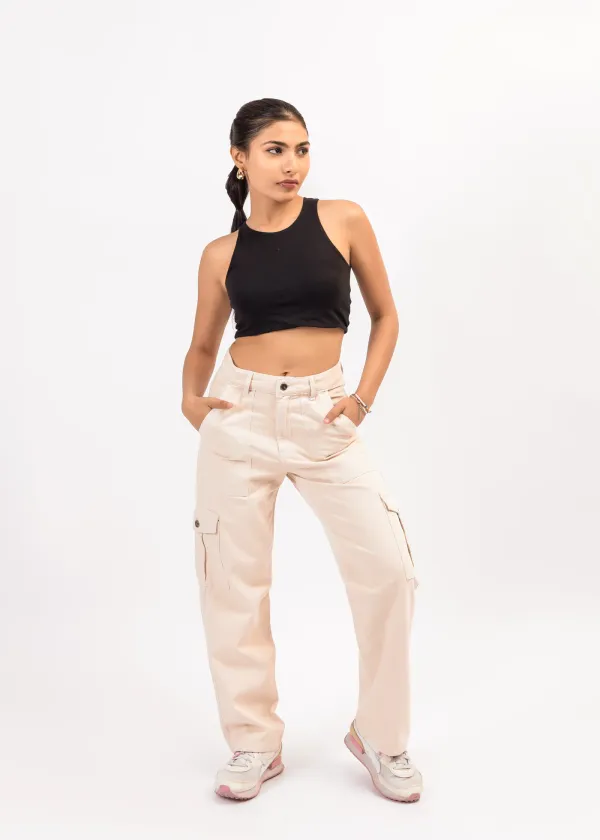 Beige_Straight_Fit_Cargo